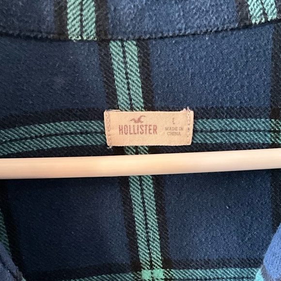 TEAL AND NAVY PLAID FLANNEL SHIRT - Picture 3 of 5